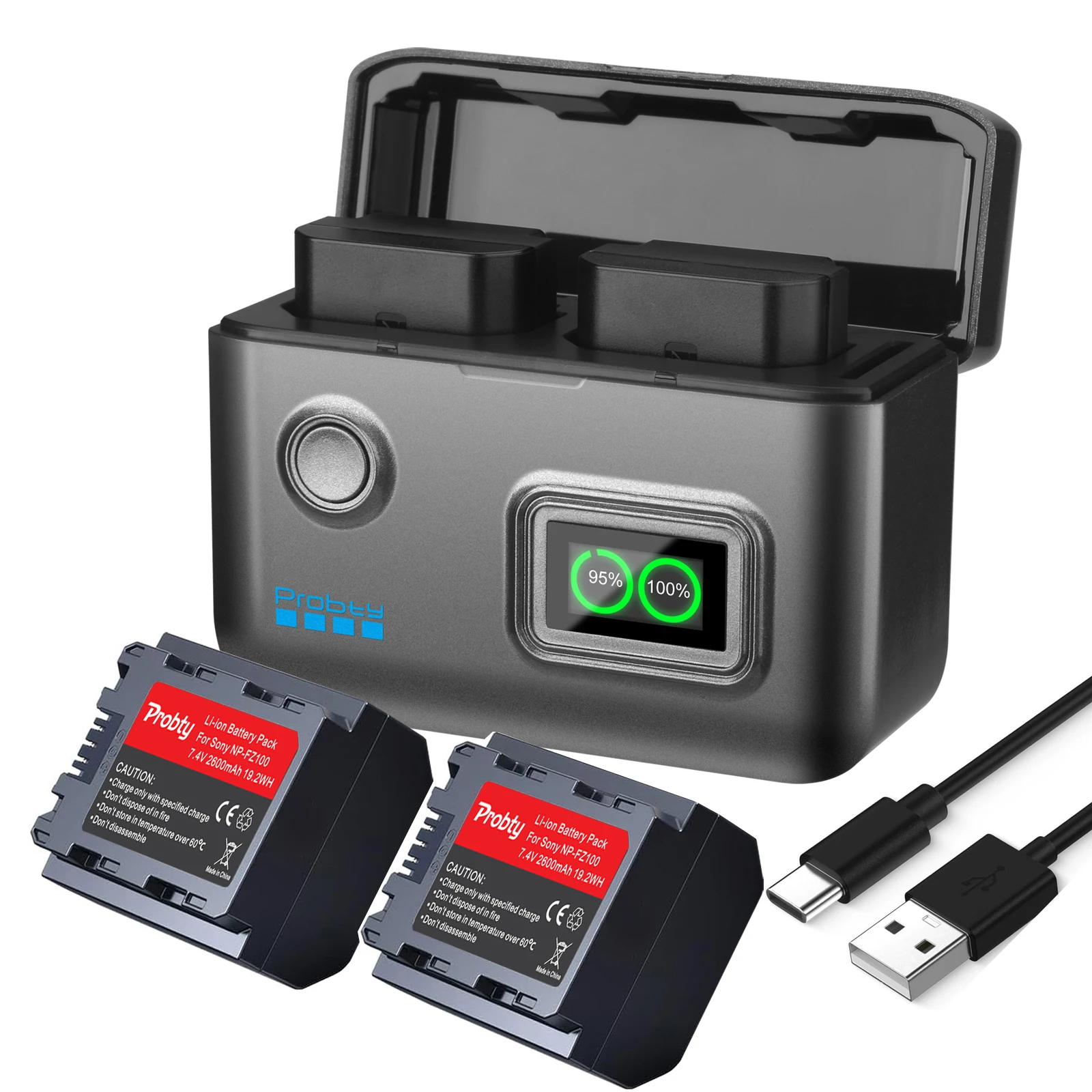 NP-FZ100 شاحن عرض ذكي سريع للبطارية لسوني A7iii, A7iv, A7C, A6700, A6600, ZV-E1, ZV-E10ii, FX3, FX30, A9, Alpha 9 #1