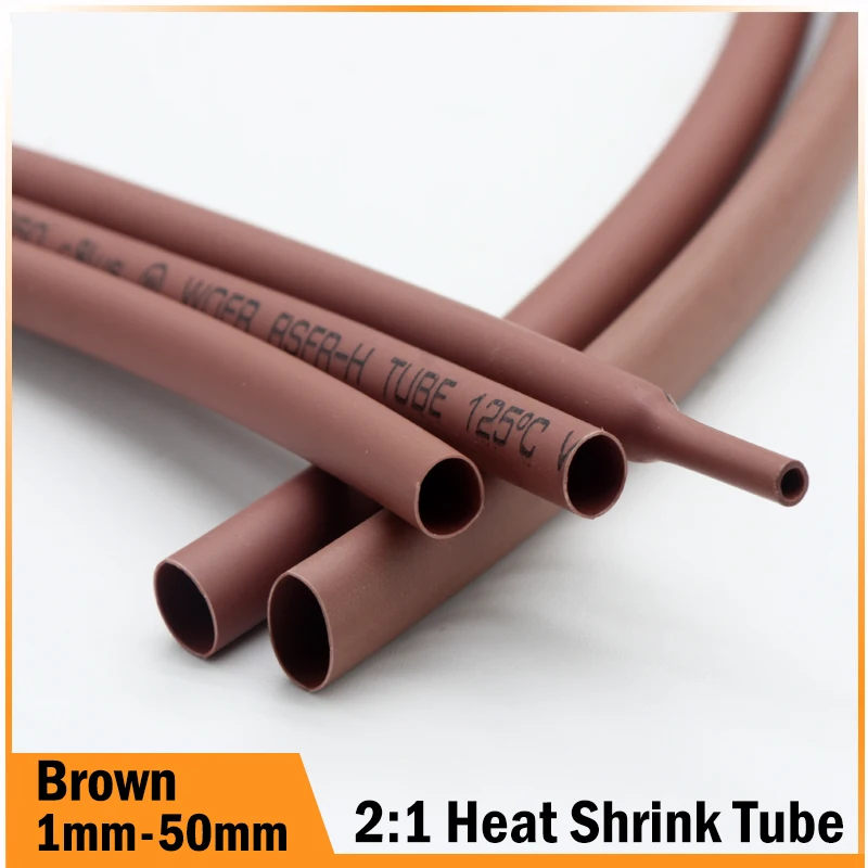 

1m~50m Brown 2:1 Heat-shrink Tubing Diameter 1 ~ 50mm Heat Shrink Tube Wire Repair Protector Cable Connector Insulation Sleeving