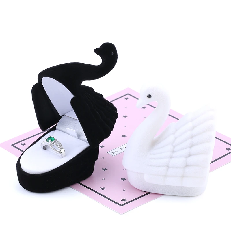 

1 шт., милая шкатулка для драгоценностей с лебедем, бархатная шкатулка для обручальных колец, ожерелье, коробка для дисплея, подарочная коробка с лебедем, контейнер, чехол для упаковки ювелирных изделий