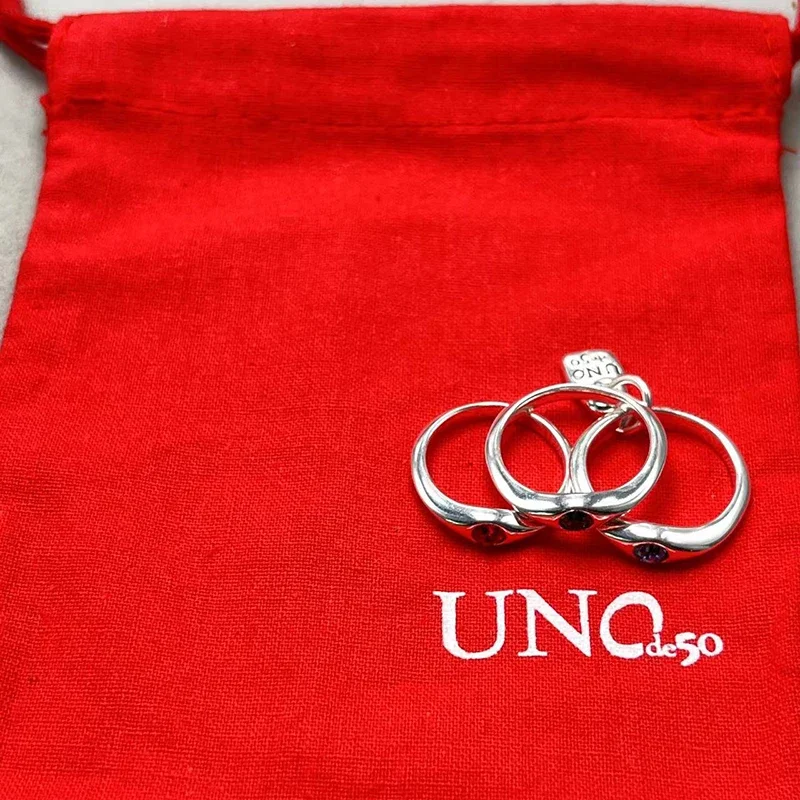 UNode50-Bolsa de tres anillos para mujer, joyería romántica de alta calidad y exquisita, regalo de vacaciones en Europa y América, 2023