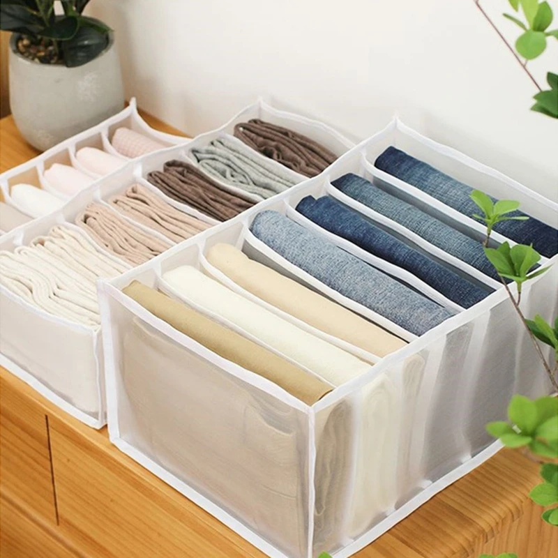 

Dormitory Closet Organizer For Socks Home Separated Underwear Storage Box 7 Grids Bra Jeans Organizer Foldable Drawer Organizer