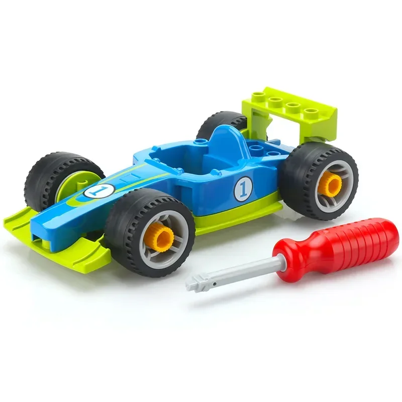 Grote Bouwsteen Draaiende Reuzenrad Bus Racewagen Marmeren Run Compatibel Duplo Educatief Creatief Speelgoed Kinderen Kids Cadeau