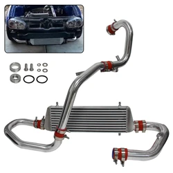 Polished Aluminum Front Mount Intercooler & Pipe Kit Fits for VW Golf GTI Jetta MK4 1.8L Turbocharged 1998-2005