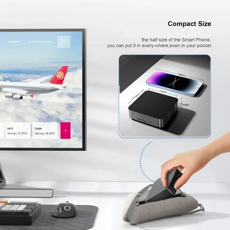 High Performance Intel Core N150 Mini 980HK Portable Pc Computer 16GB RAM 2TB SSD WIFI 6 BT5.2 4K 60Hz HD Gaming Office Study Pc