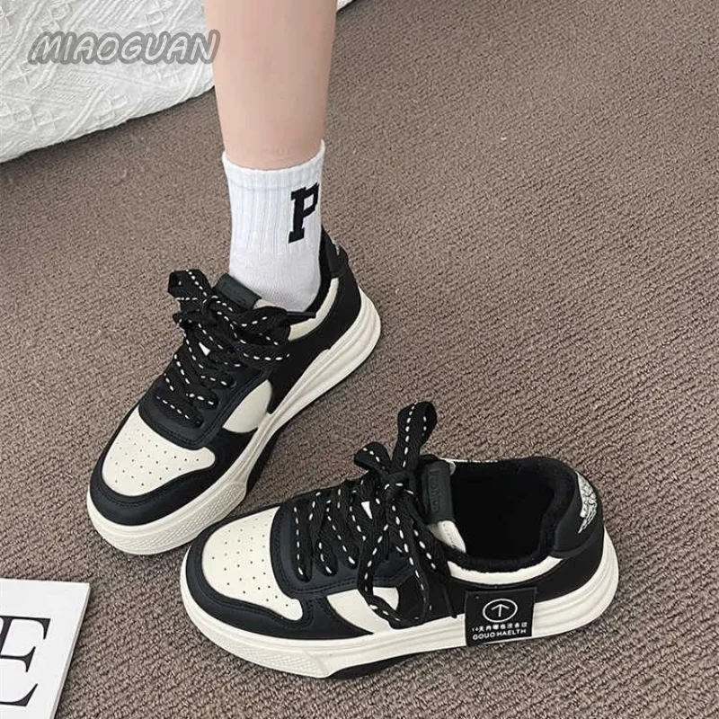 Board Shoes Women\'s Sneakers New Muffin Thick Bottom Khaki Black White Color Matching Fashion Women\'s Shoes Casual Sports Shoes