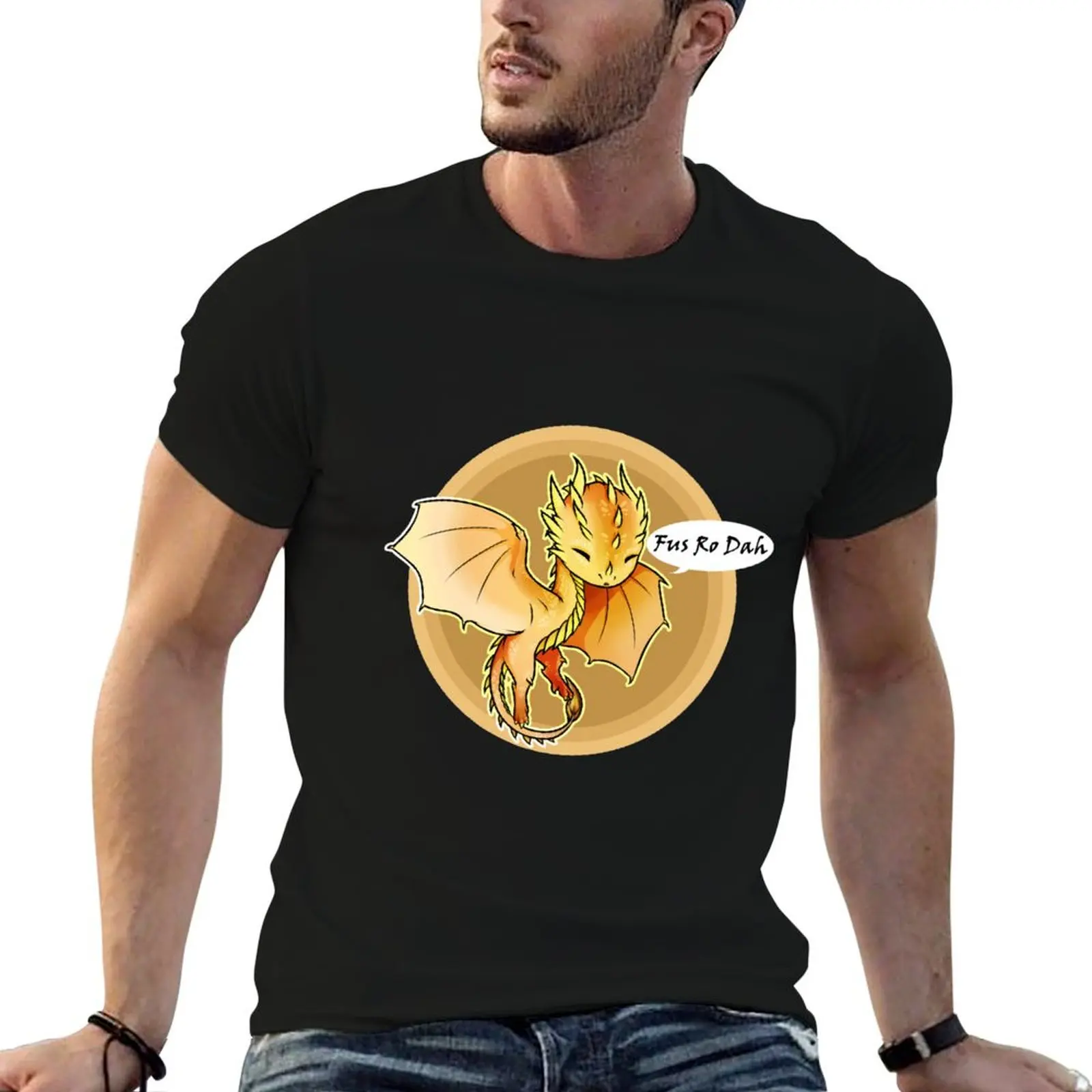 Chibi dragon Fus Ro Dah T-Shirt street wear baggy shirts oversizeds t shirts for men graphic