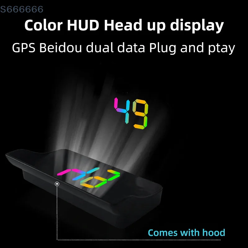 متعدد الألوان؛ مناسبة للسيارات والشاحنات On-Dash Digital Speed HUD مع GPS