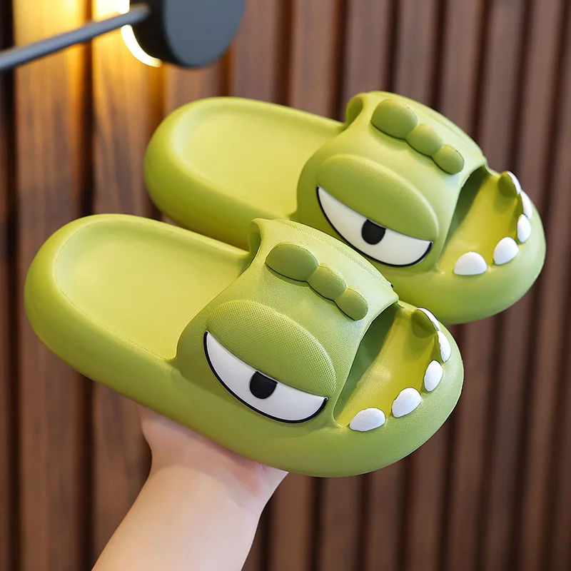 Litfun Summer Dinosaur Slippers Kids 3-15 Year Boys Girls Home Shoes Cartoon Bathroom Anti slip Slippers Teenager House Sandals