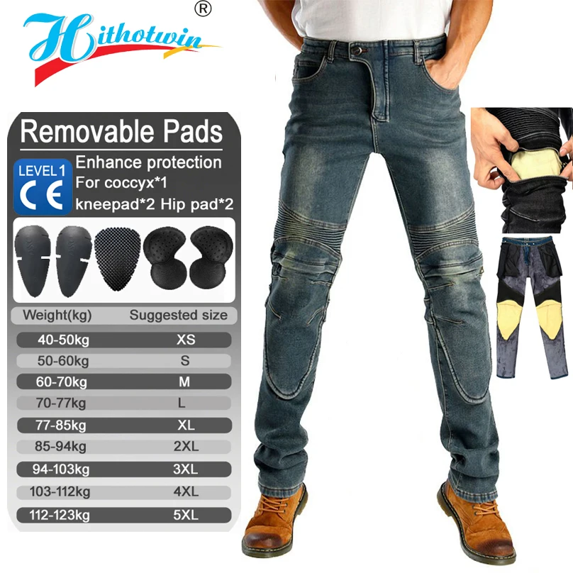 

Мотоциклетные джинсы ветрозащитные плюс бархатные арамидные мотоциклетные брюки мужские для мотокросса дорожные наколенники зимние теплые мото