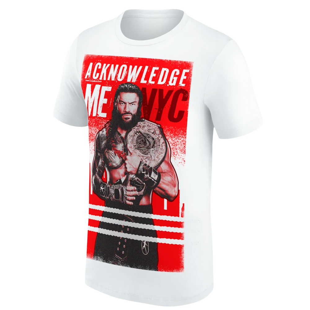 Men's White Roman Reigns Fanatics Fest New York 2026 T-Shirt 3D Printed Quick Dry Short Sleeve Sports Casual Plus Size T-Shirt