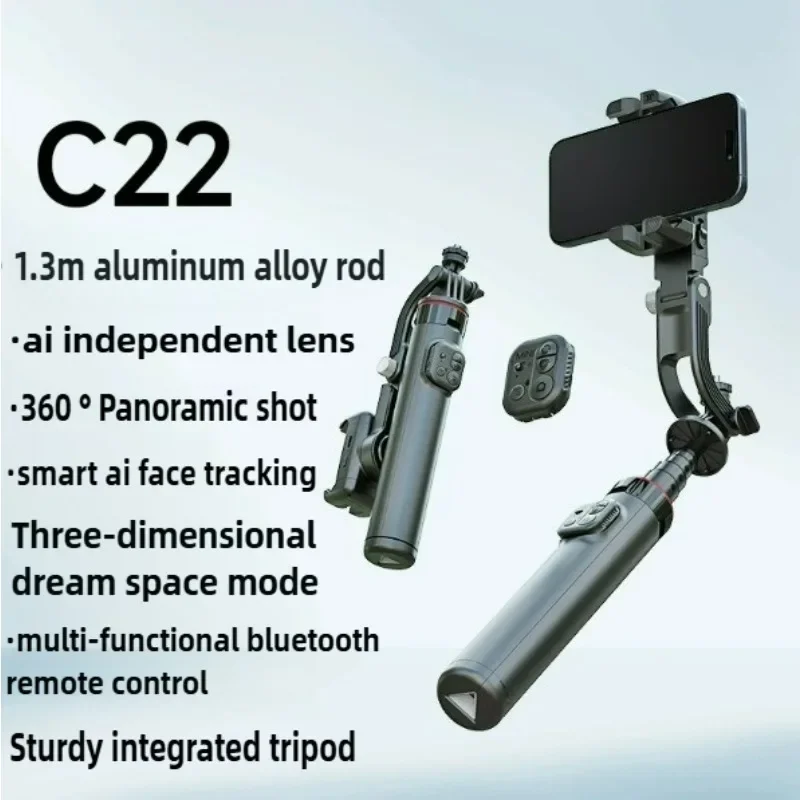

C22 Handheld Gimbal 360° AI Face Tracking Shoot Stabilizer Selfie Stick Desktop Tripod with Multifunction Remote for Smartphoes