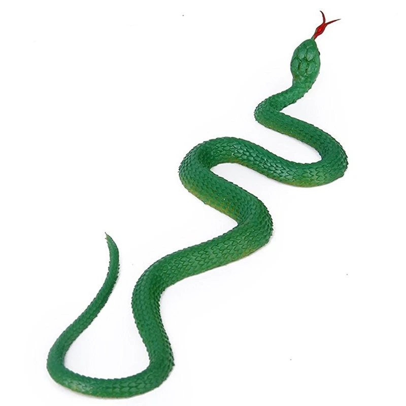 MYMF-6X Simulation Soft Plastic Toy Snake Simulation Snake Rubber Tip Toy - Green