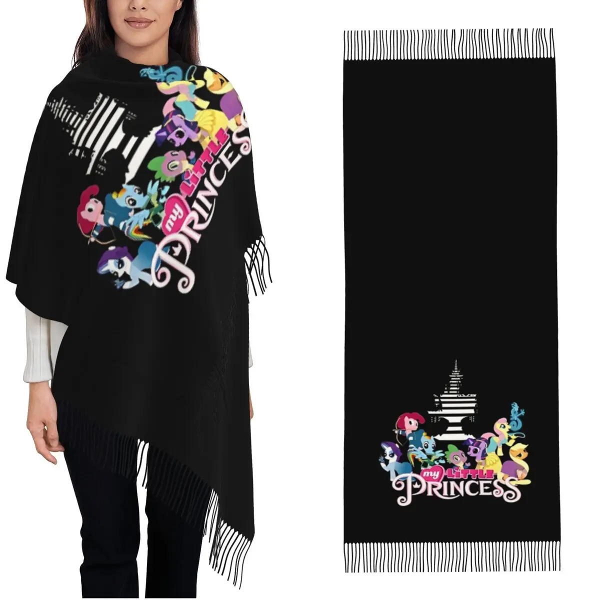 My Little Pony My Little Shawl Wrap Womens Winter Large Soft Scarf Pashmina Tassel Scarves