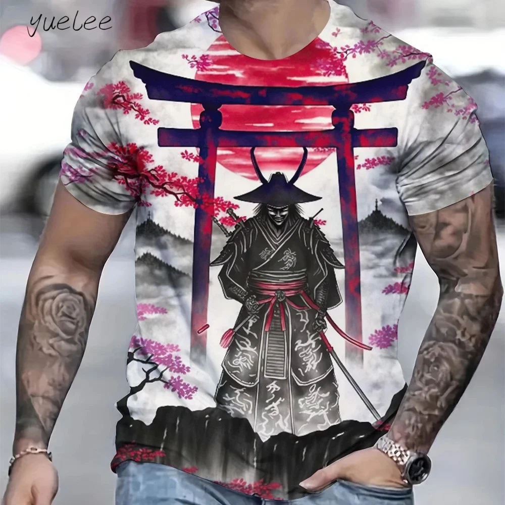 

Men's T-Shirt Japanese Samurai T-Shirt Summer Outdoor Men Top Fashion Breathable Men Short Sleeved Tee Round Neck Men's Clothing