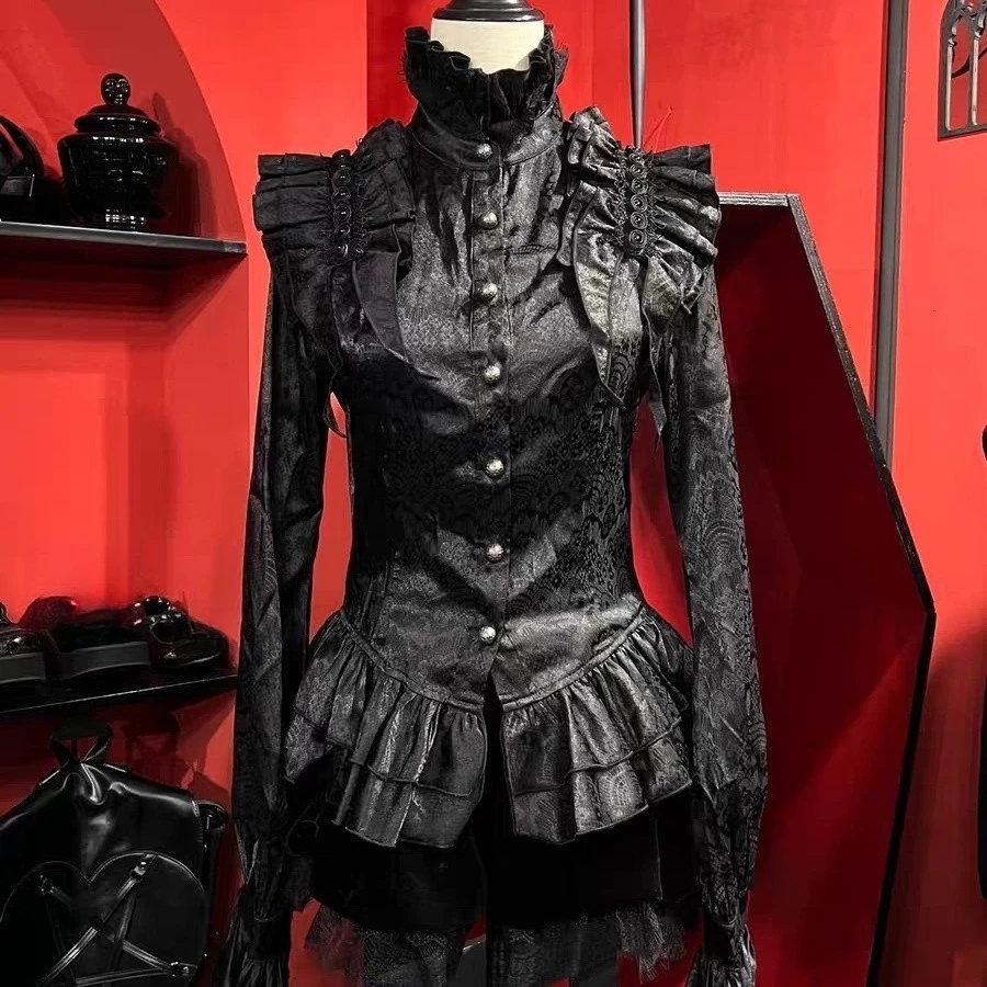 

Lolita Blouse Women Kawaii JK Bow Lace Sweet Lolita Blouse Ruffle Lace Long Sleeve Vintage Shirt Lightweight Casual Shirt New