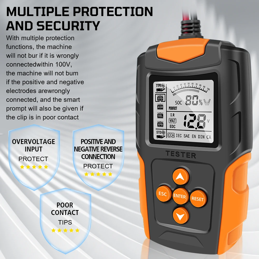 التحريك شحن أداة محلل البطارية جهاز اختبار بطارية السيارة أدوات تشخيص السيارات الرقمية لبطارية الرطب/الجل/الرصاص الحمضية 12 فولت 24 فولت #2