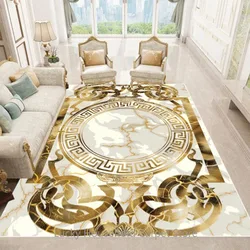 Luxury European Style Carpets Living Room Sofa Side Rugs Home Decoration Soft Golden Carpet Bedroom Cloakroom Hallway Floor Mat