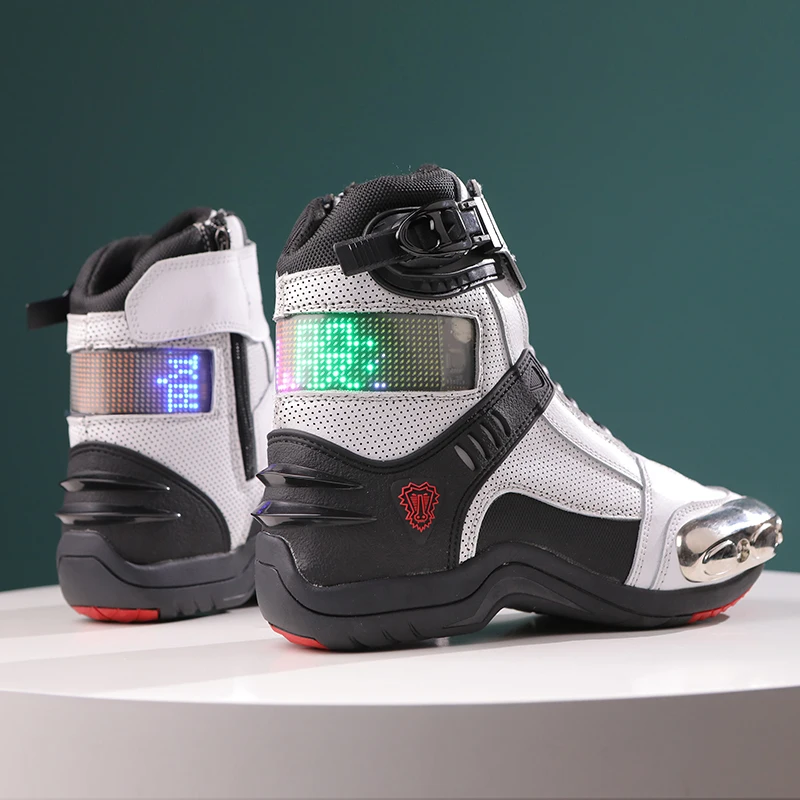 Men Leather Motos Breathable Anti Slip Wear-resistant Riders Boots Motorbike Racing Ankle Length Shoes 2026 New Motorcycle Boots