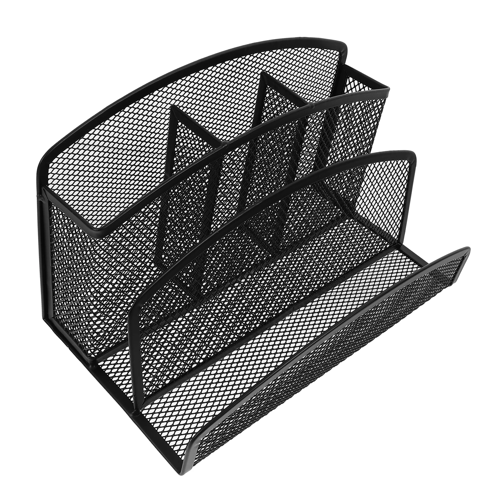 

Metal Mesh Letter ganizer Black Desk File Holder Vertical Shelves Magazine Storage Pen Multi Grid Office Supplies
