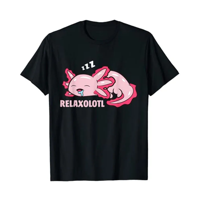 Cute Axolotl Lover Mexican Salamander Relaxolotl T-Shirt Cartoon Aesthetic Clothes for Girls Boys Graphic Tee Tops Best Seller