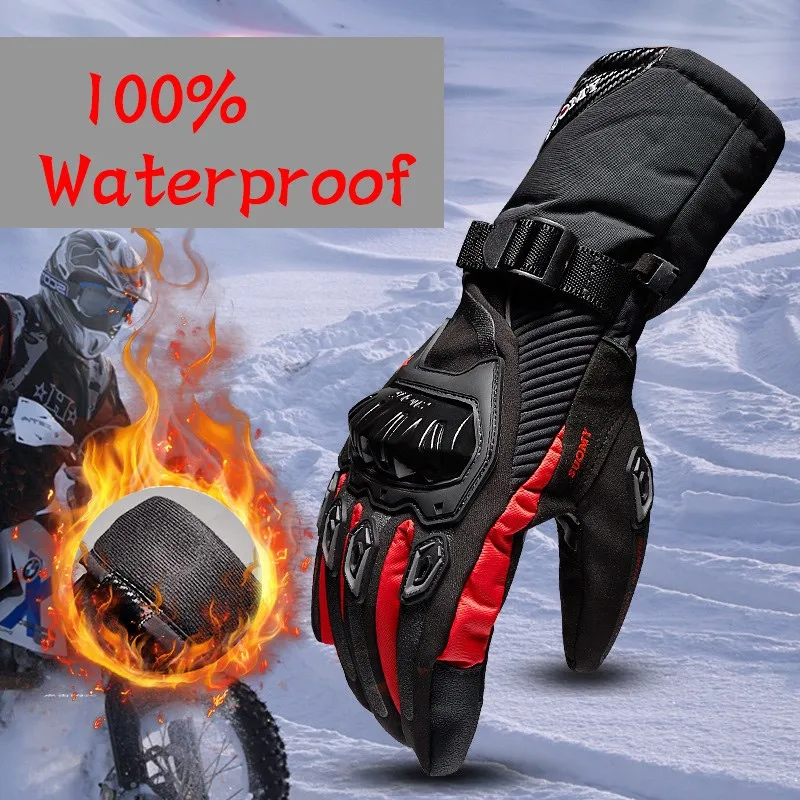 SUOMY Moto รีไซเคิลถุงมือ100% กันน้ำ Windproof ฤดูหนาว Warm Guantes Moto Luvas หน้าจอสัมผัส Moto Siklet Eldiveni ป้องกัน