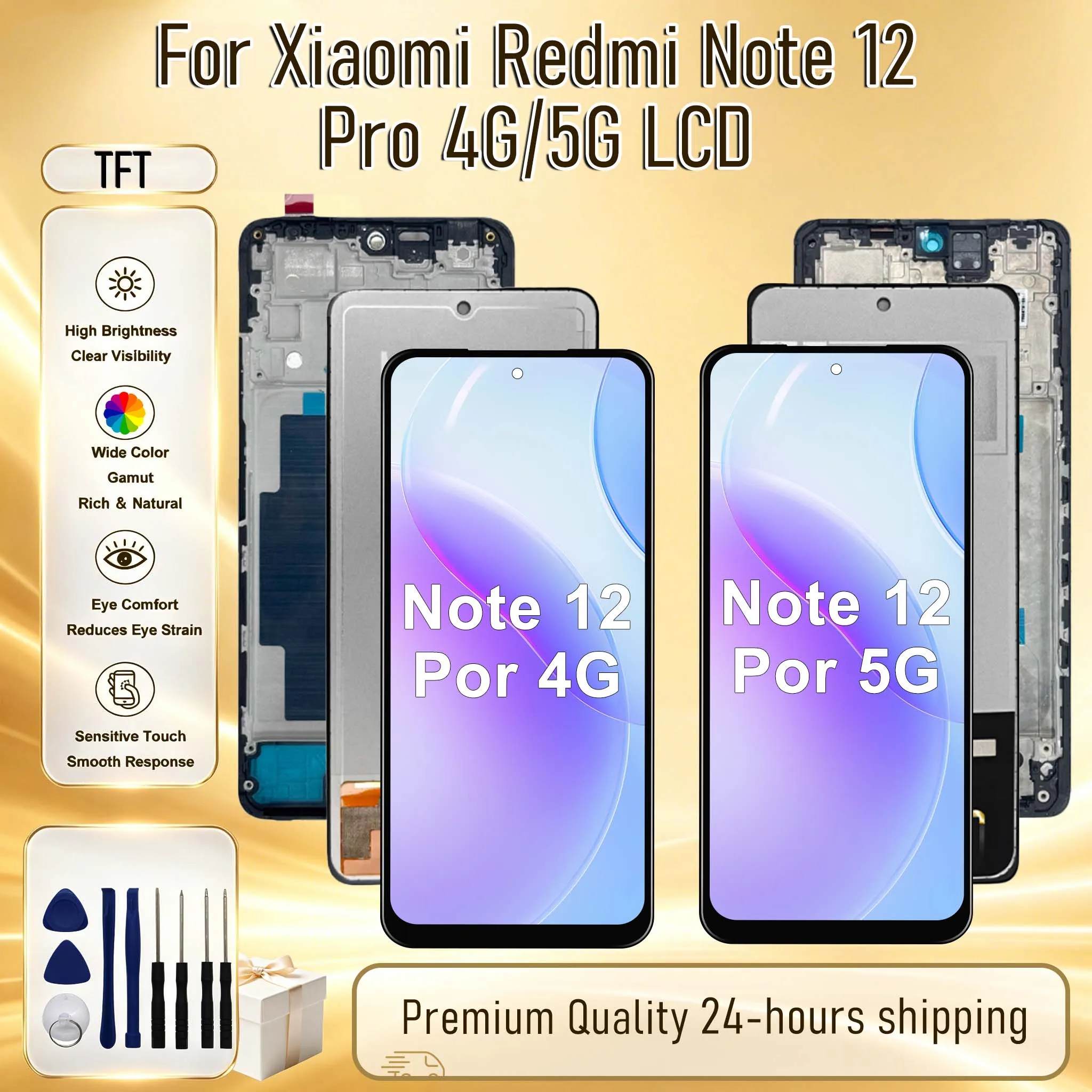 TFT For Xiaomi Redmi Note 12 Pro 4G LCD Touch Screen Digitizer Assembly For Redmi Note 12 Pro 5G Display 22101316C Replacement