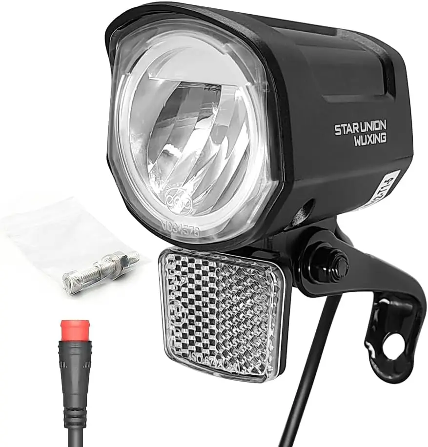 

Ebike Headlight 12V-60V with 2 Pin Connector - LED Front Light for Night Riding, Electric Mountain &Electric Scooter - Wired