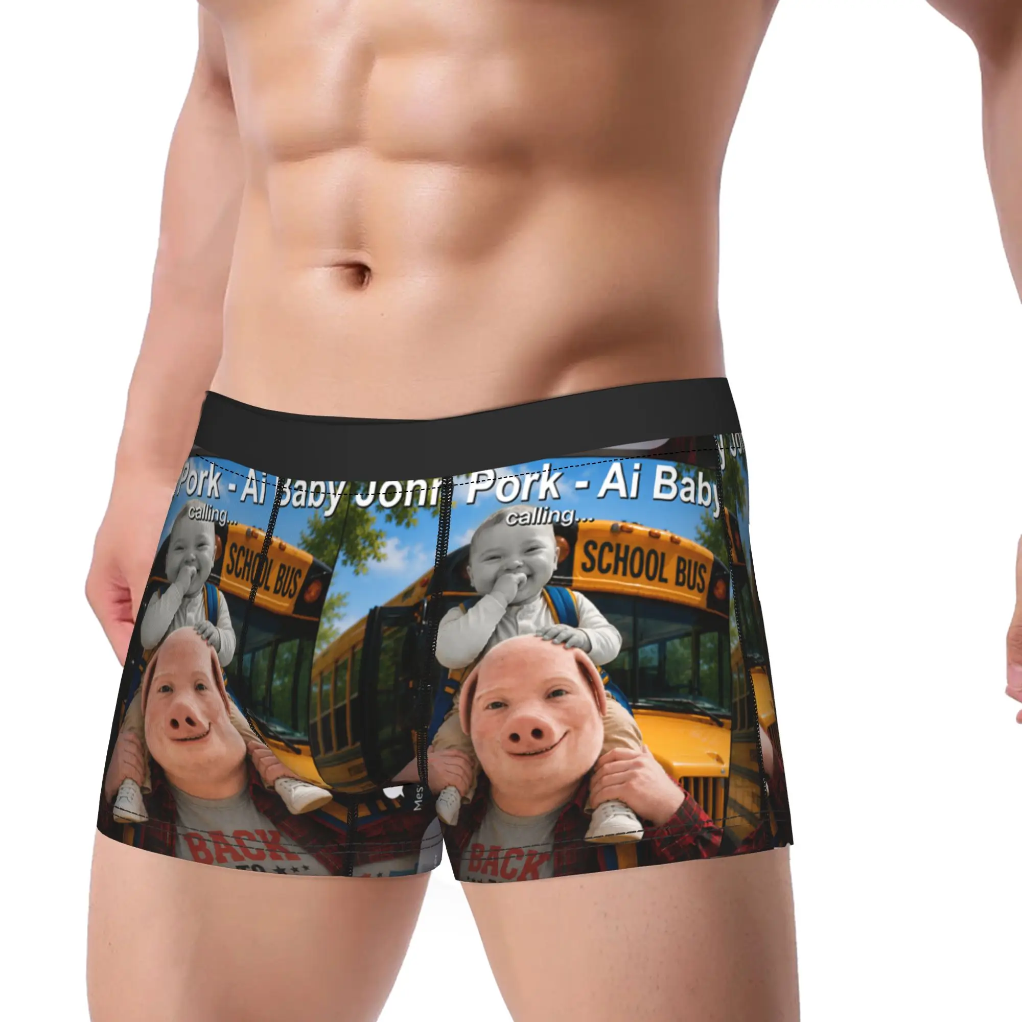 Back to School Day Funny John Pork and Ai Baby is Calling Shorts Briefs Underwear Man Novelty Boxershorts Plus Size Panties