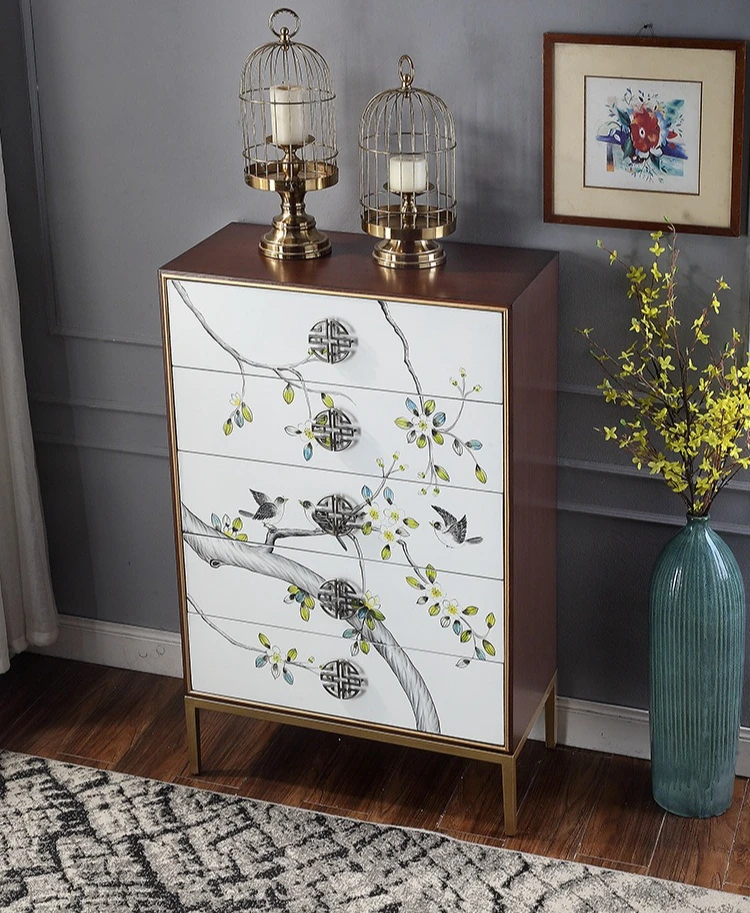 خزانة غرفة المعيشة الجديدة المصنوعة من الخشب الصلب لتخزين غرفة النوم بأدراج مطلية، وخزانة المدخل مقابل تخزين الحائط #6