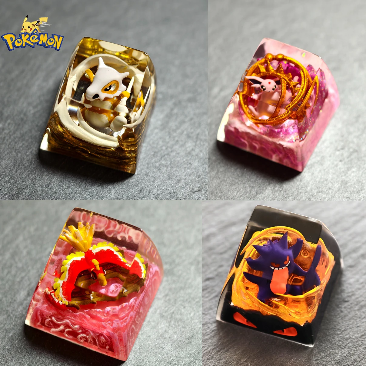 ポケモンアニメキーキャップ-gengar-cubone-espeon-パーソナライズされたカスタマイズされたメカニカルキーボード樹脂キーキャップ収集ゲームキーかわいいギフト