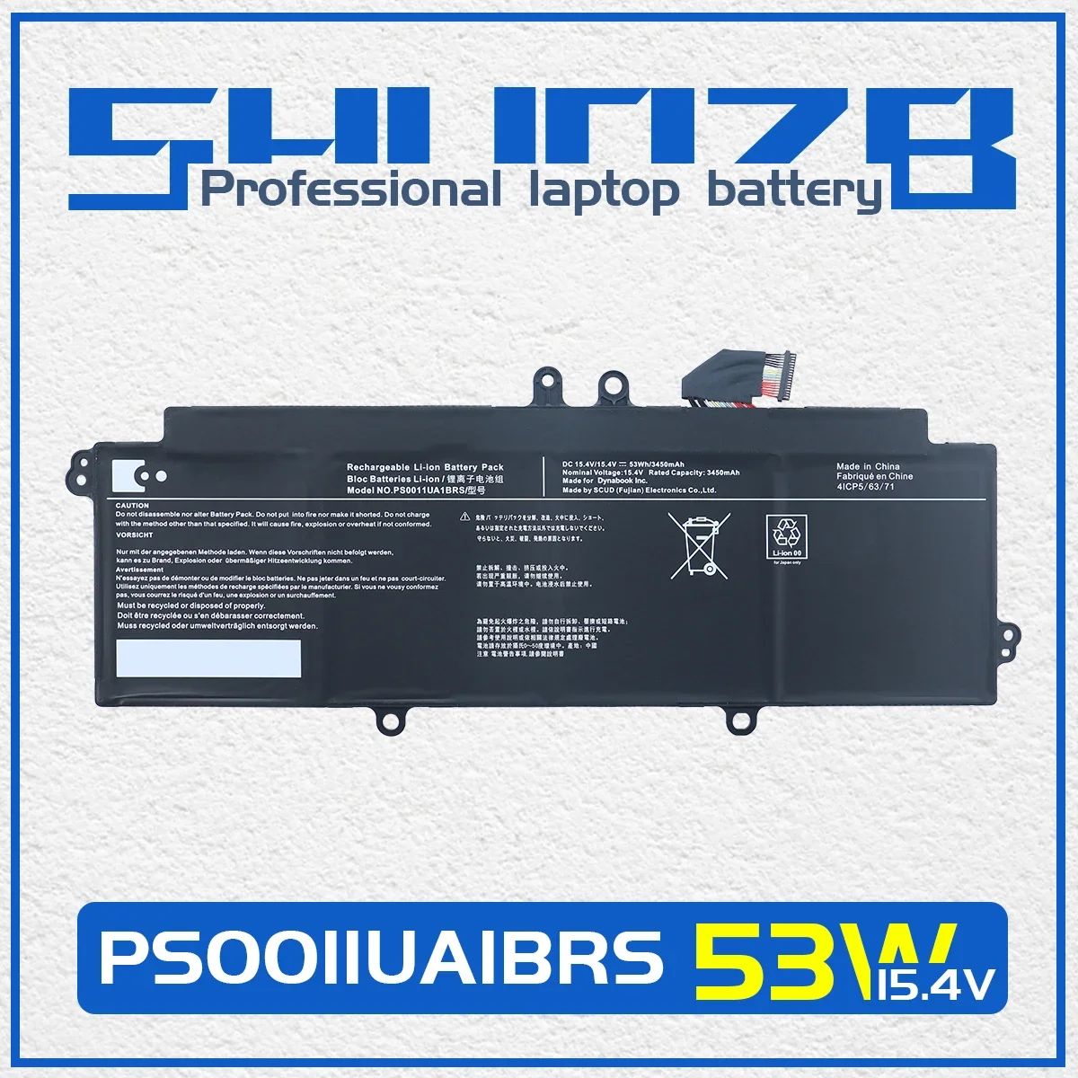 Shuozb-bateria do Portátil para Toshiba Dynabook Ps0011ua1brs X30l-j Pcr10t04n00x Pcr10l13l011 Ps0010ua1brs 15.4v 53wh 3450mah