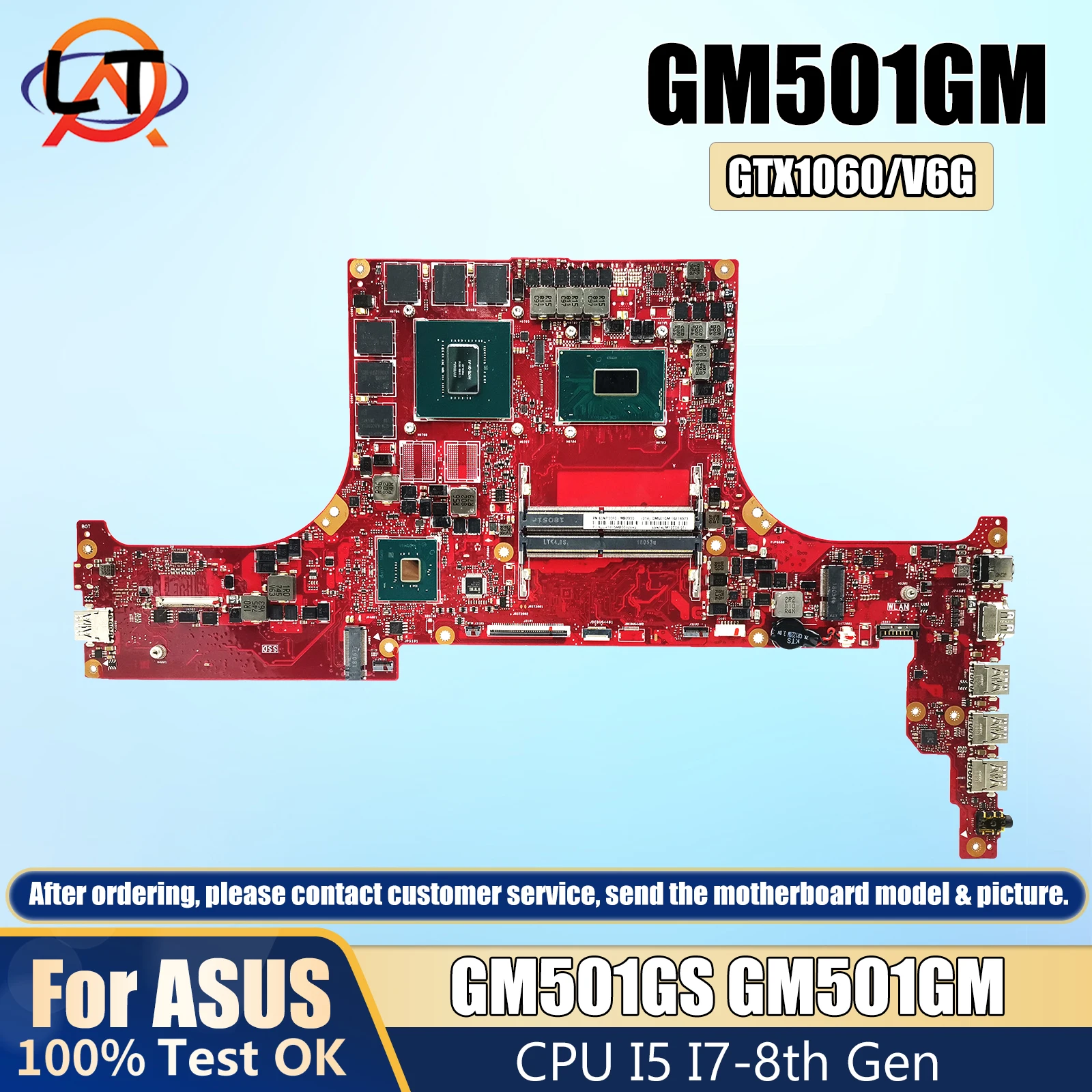 

GM501GM GU501GM Laptop Motherboard For ASUS ROG gamer GU501GS GU501G GM501G notebook Mainboard I7-8750H I5-8300H CPU GTX1060-6Gb