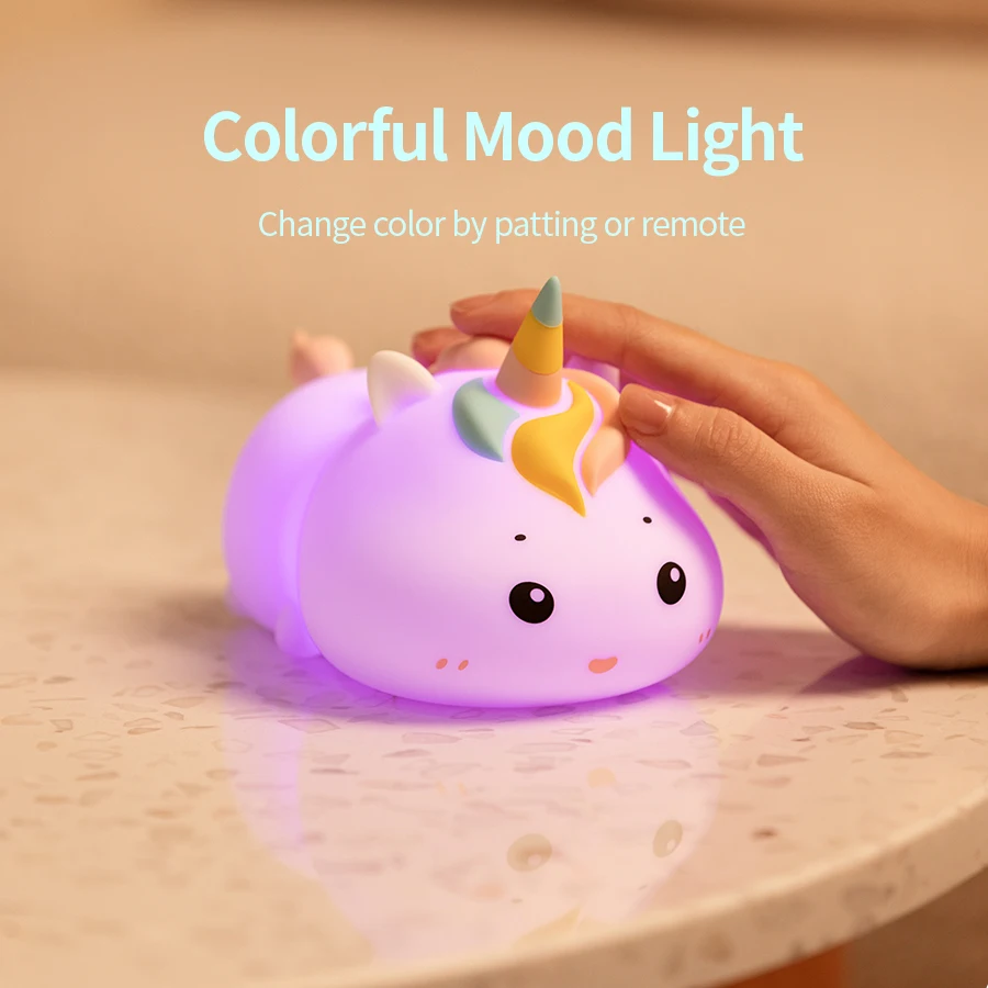 Luz Led nocturna alimentada por lámpara de noche a pilas USB recargable para habitación, decoración de unicornios, dormitorio, luz nocturna remota para niños