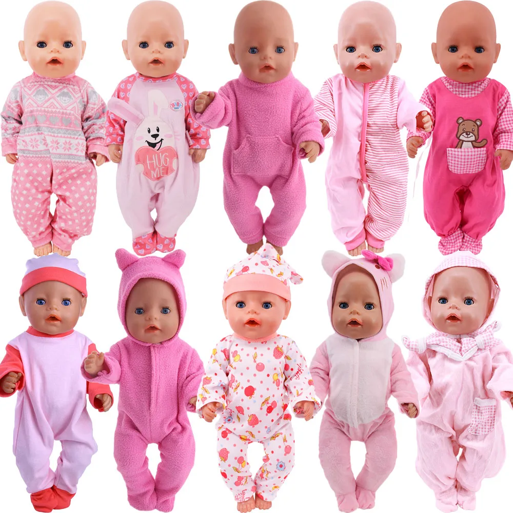 Doll Clothes Pink Series Pajamas 43cm Baby Reborn &18inch Girl's American Clothes Baby Accessories,Our Generation One-piece Suit