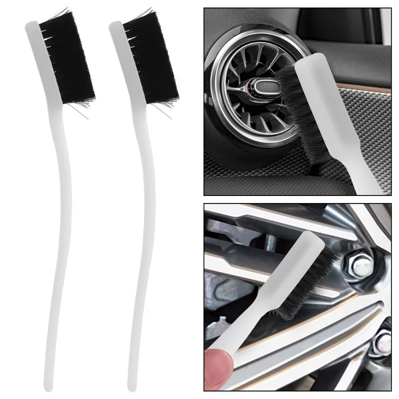 

2pcs Car Bristled Brush Long Handle Crevice Cleaning Brush Kitchen Toilet Tile Joints Dead Angle Hard Cleaner Brushes for Auto