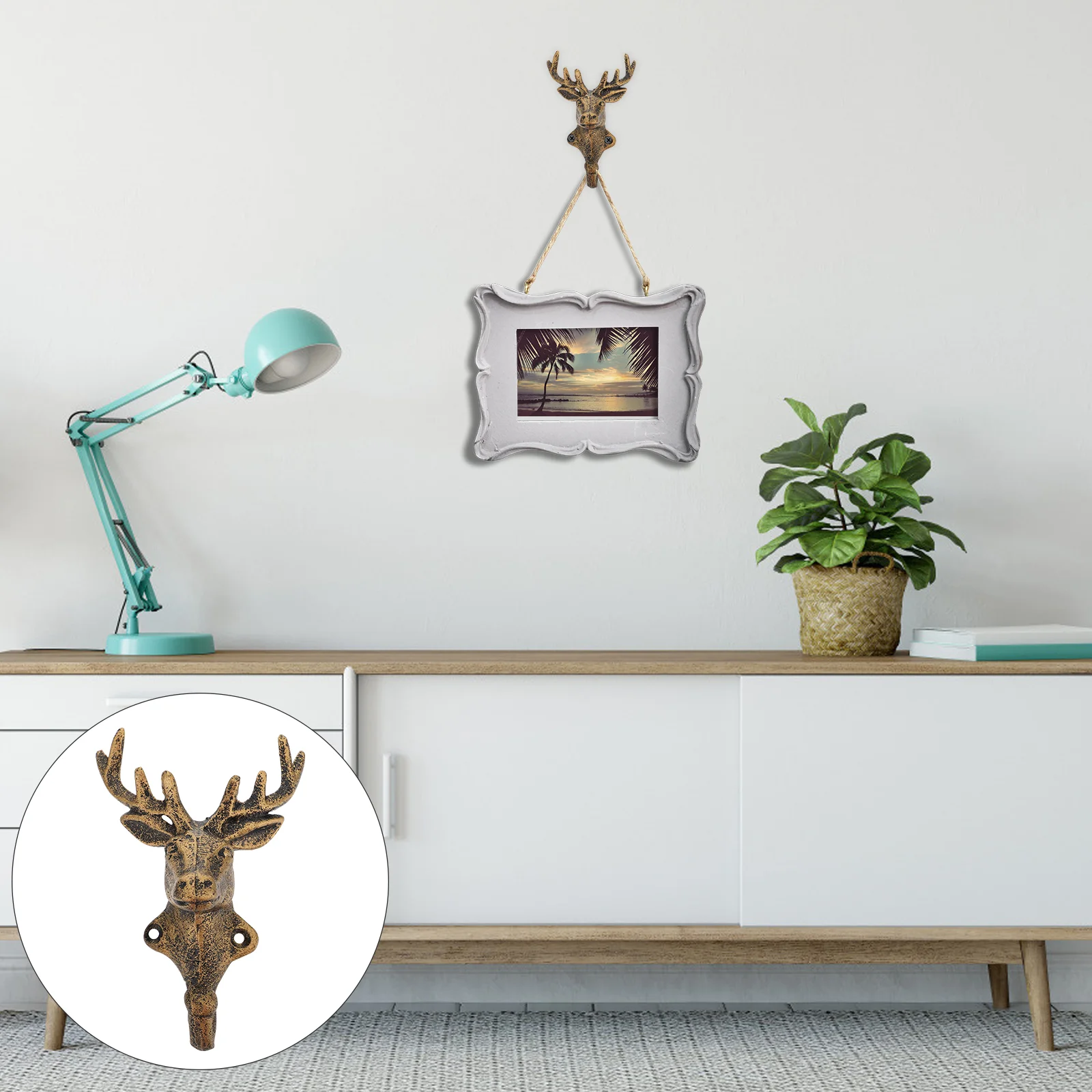 

Wall Mounted Clothing Rack Cast Iron Antler Hook Coat Hanger Home Hooks Hanging