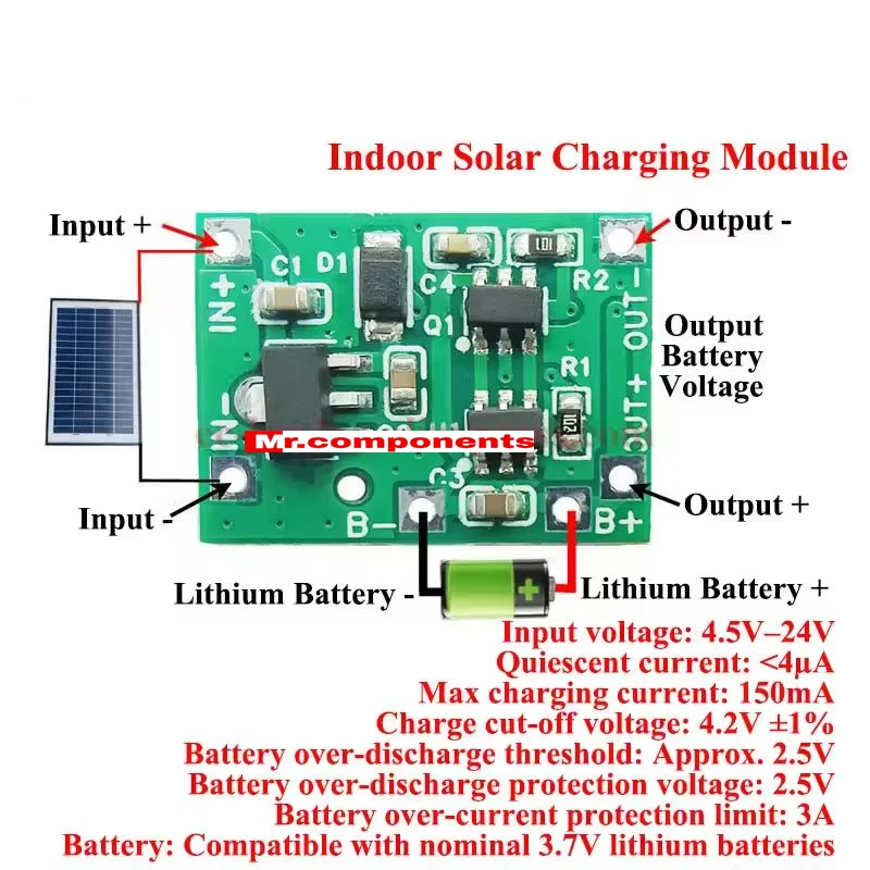 1pc Micropower Nano-Energy Harvester Low-Light Solar Harvesting Module Indoor 3.7V Lithium Battery Charging Board New