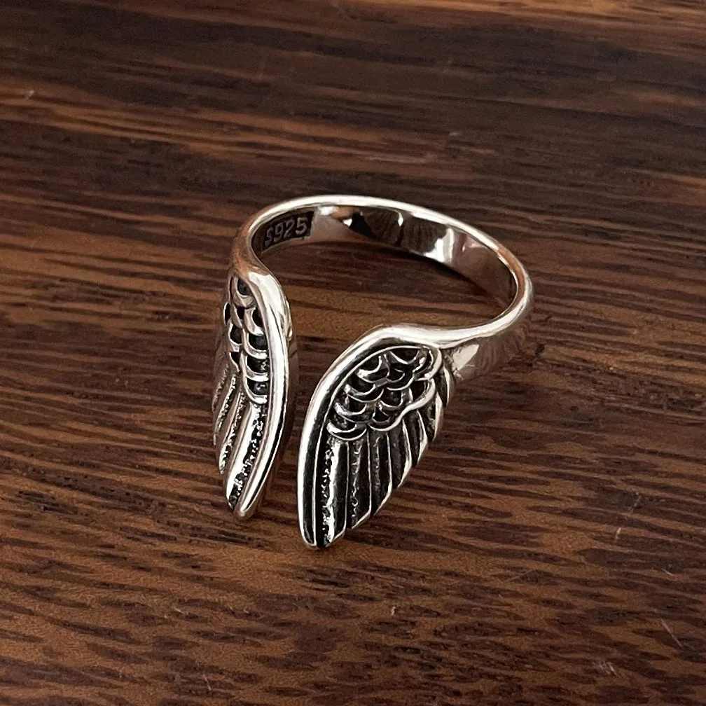 925 Sterling Zilveren Ringen Voor Vrouwen Mannen Fijne Sieraden Vinger Verstelbare Open Vleugel Vorm Ring Voor Feest Verjaardagscadeau