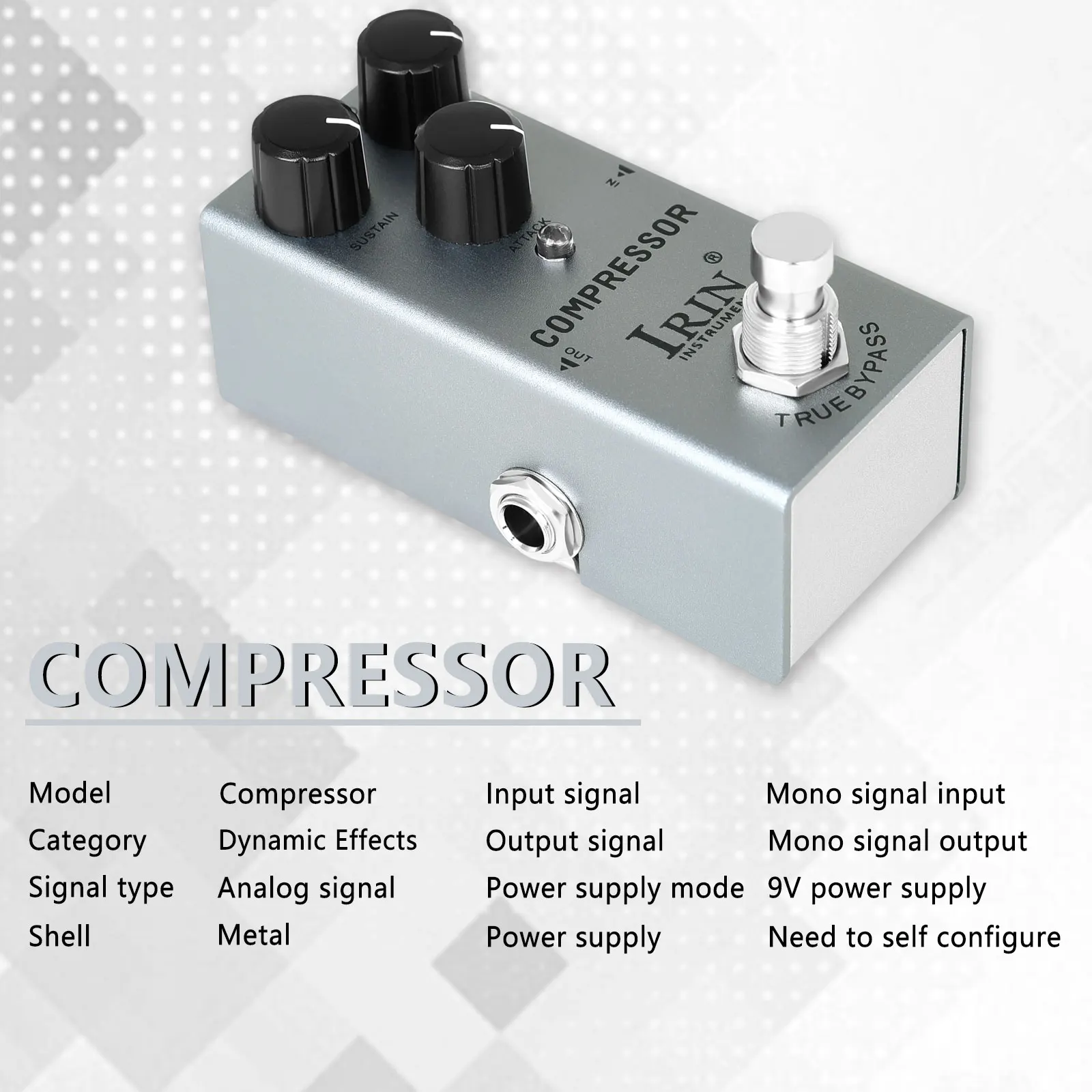 IRIN EF-15 Compressor Effect Pedal Guitar Effect Pedal True Bypass Full Metal Shell Pedal Eletcric Guitar Parts & Accessories