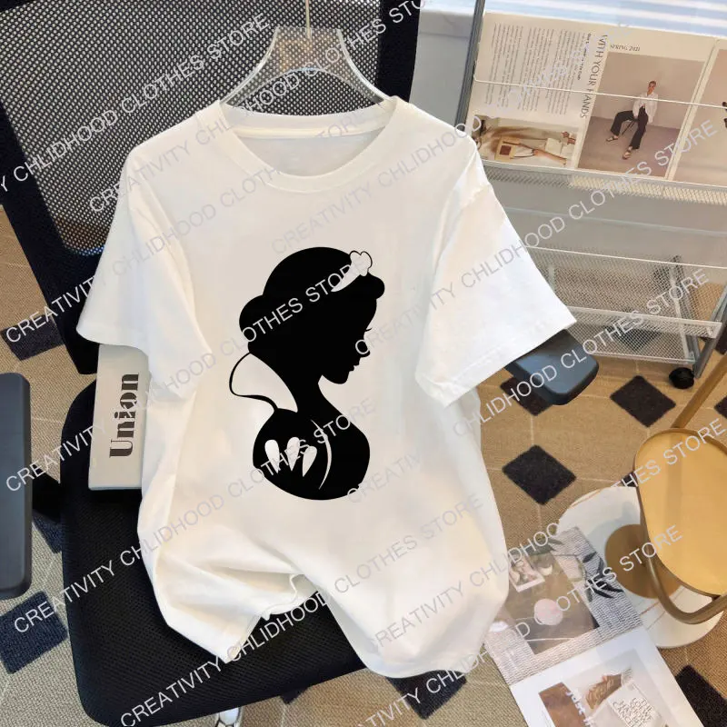 Snow White Women T-shirts New Cotton Casual Clothes Tee Shirts Kawaii Disney Princess Cartoons Short Sleeve Fashion Streetwear