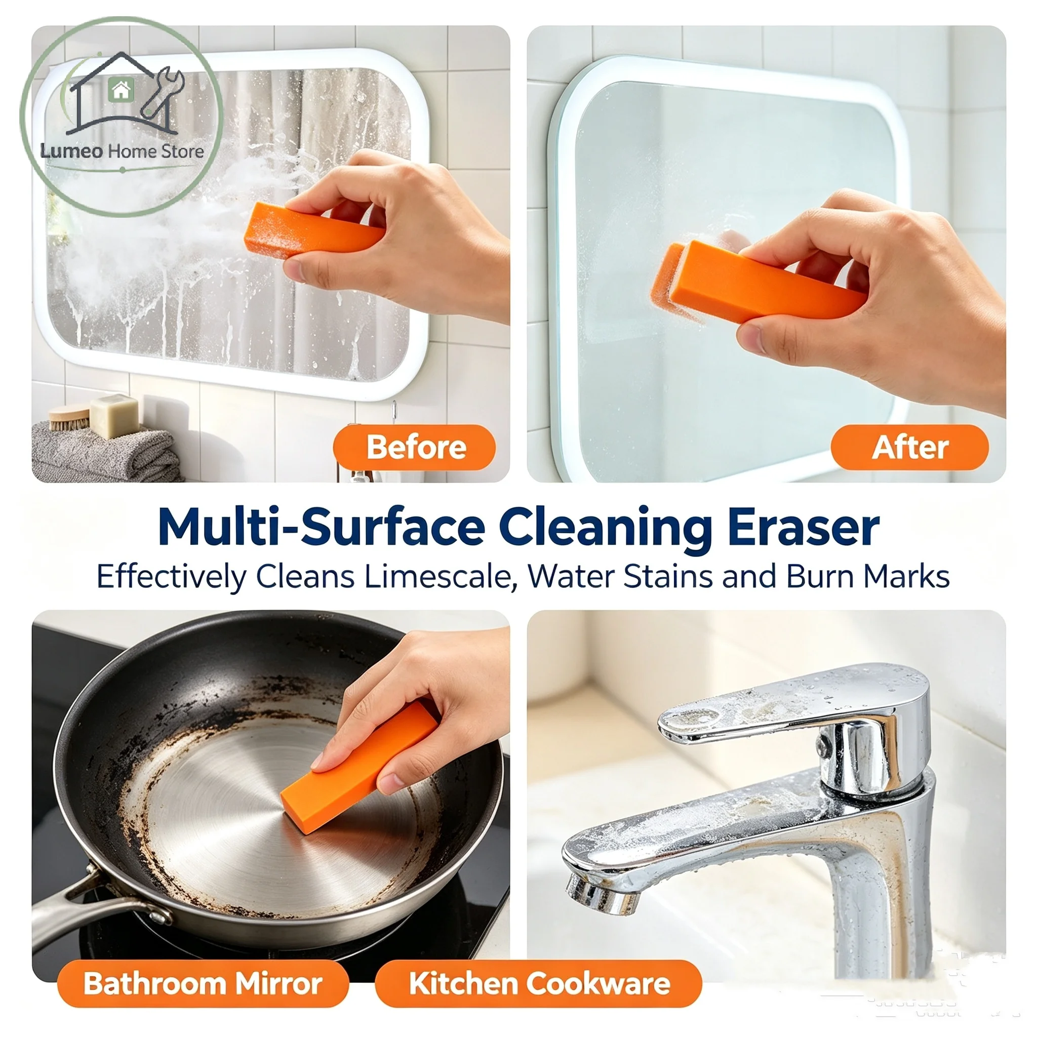 Stainless Steel Cleaning Eraser Durable Reusable Efficient Rust Removal Non-Toxic for Kitchen Cookware Stove Surface Cleaning