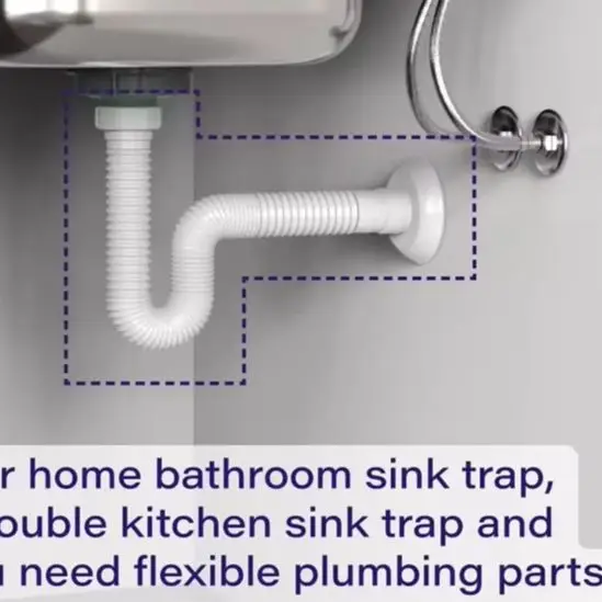 Extendable Sink Siphon Sink Drain Pipe Flexible 0.32 To 0.8 M With Fittings 41 Mm 32 Mm Decorative Lid And Waterproof Seal