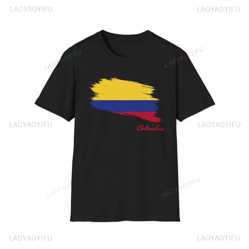 Vintage Colombia T-Shirt Colombian Flag Tee Latin Colombia Trip Cotton Casual Tshirt Colombia Flag Graphic T Shirts Camisetas