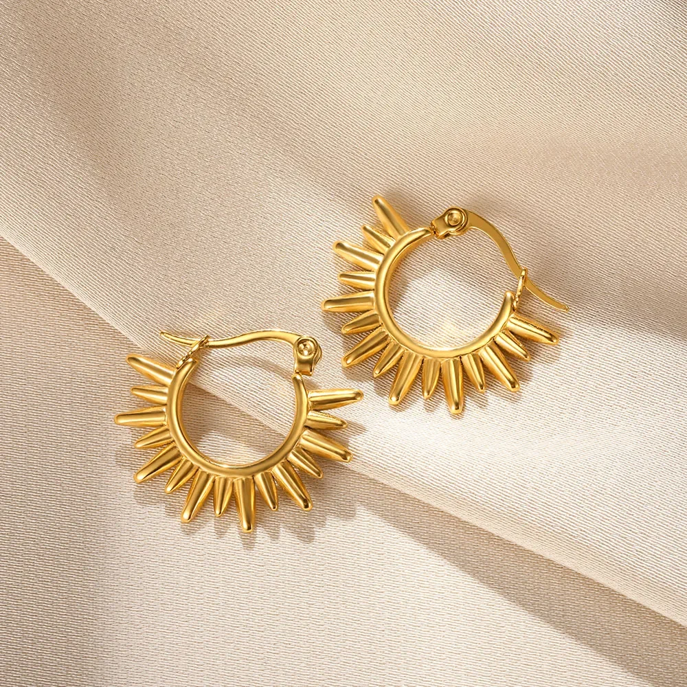 Pendientes redondos de aro de acero inoxidable para mujer, aretes simples de Color dorado, joyería para Piercing en la oreja resistente al agua,