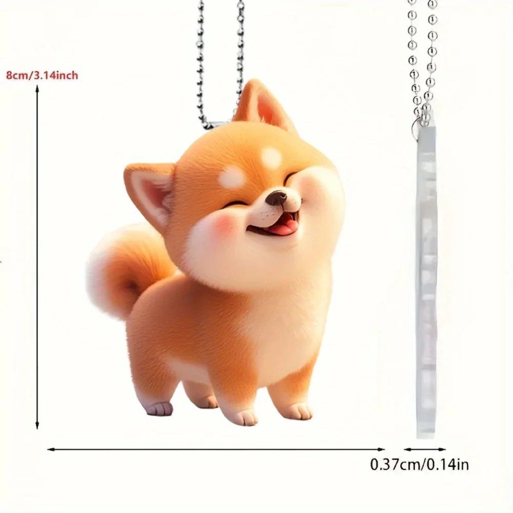 น่ารักยิ้ม Shiba Inu 2D อะคริลิคจี้พวงกุญแจ,การ์ตูนลูกสุนัขอเนกประสงค์ Charm,ตกแต่งสําหรับกระจกรถ,กระเป๋าเป้สะพายหลัง,บ้าน,เทศกาล,ของขวัญ