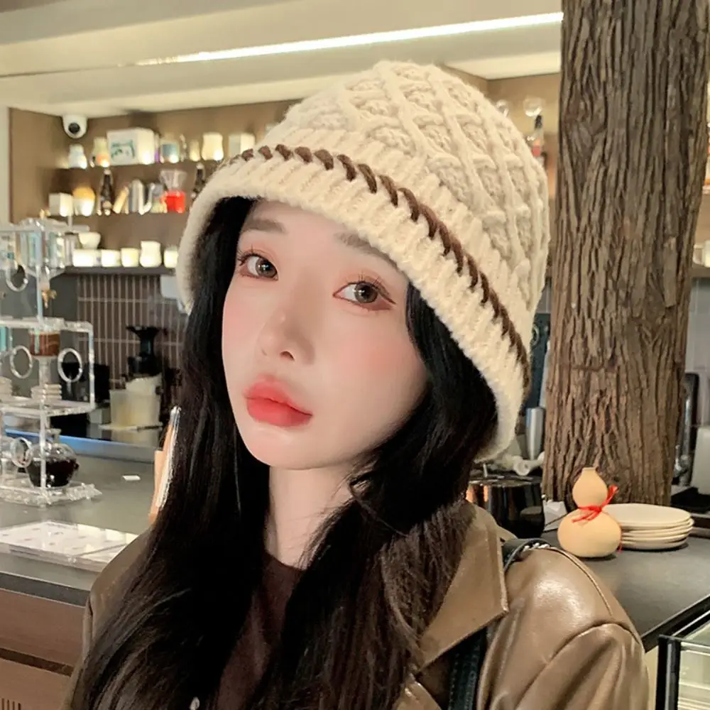 

Sweet Bohemian Style Knitted Beanies Hat Hollow Out Korean Crochet Pullover Hat Thin Breathable Winter Weave Cap Girls