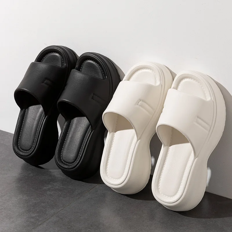 

FASHION new summer bathroom home slippers female summer foot shit feeling thick-soled flip-flops eva toe loafers