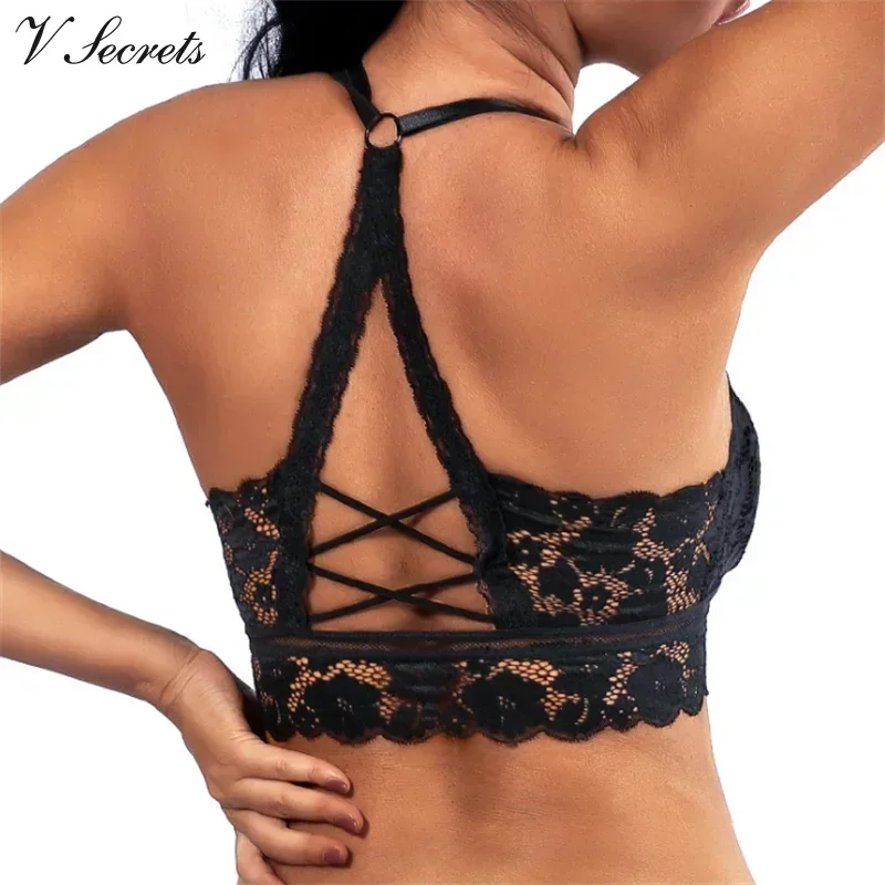 New Bra Corset Sexy Cross Beauty Back Underwear Lace Push Up Padded Seamless Lingerie Hollow Out Bralette Vest Top Soutien Gorge