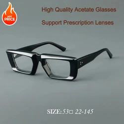 Black Women square acetate glasses high-quality retro thick eyeglass frame men support myopia anti blue light photochromic Lens