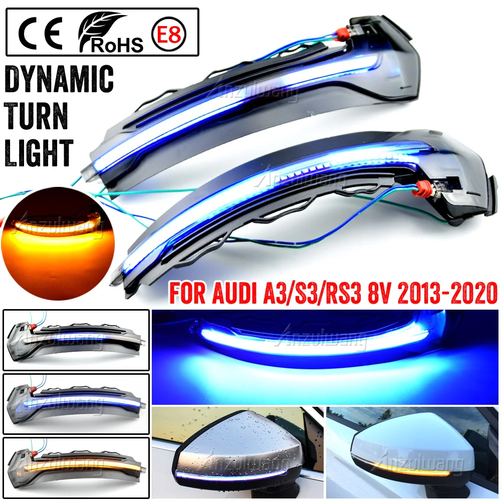 בלינקר דינמי עבור audi a3 8v s3 rs3 בצד המראה הצד אור הוביל אות 2013 2014 2015 2016 2017 2019 2018 2020 חץ מרסק